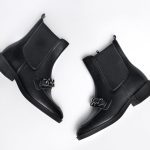 bota preta com corrente ziper na lateral meisis shoes (2)
