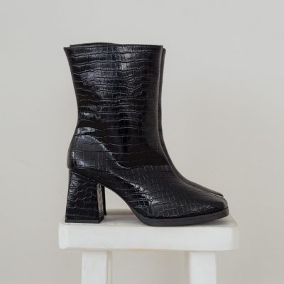 Bota Preta Croco Naomi