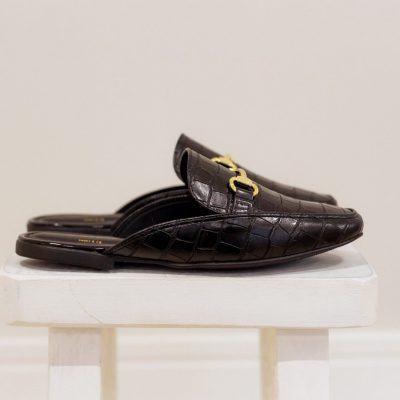 Mule Croco Preto Raquel